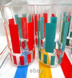 14 Pc. Vtg Mid-century. Beverage Tumbler, Ice Bucket & Tray Set. Bright Colors