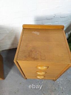 2 Mid Century Vintage Oak Bedside Tables by Stag