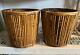 2 Vintage Mid Century Italian Pencil Reed Bamboo Baskets Planters 10.5T Boho