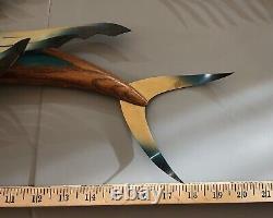 3 Vtg MID CENTURY FLORIDA KEYS Wood Metal Sailfish Flying FISH Wall Decor Art