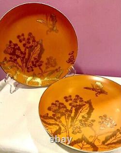 4 VTG Mid Century Dorothy Thorpe PERSIMMON BUTTERFLY Salad Dessert Plates