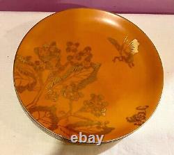 4 VTG Mid Century Dorothy Thorpe PERSIMMON BUTTERFLY Salad Dessert Plates