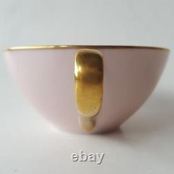 4 Vtg c1950s Noritake 620 Pink withGold Snack Plate & Cup Sets. Mid-Century Oblong