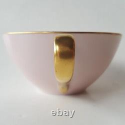 4 Vtg c1950s Noritake 620 Pink withGold Snack Plate & Cup Sets. Mid-Century Oblong