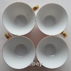 4 Vtg c1950s Noritake 620 Pink withGold Snack Plate & Cup Sets. Mid-Century Oblong