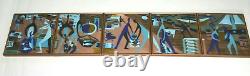 5 Pc Fish Market Pier Enamel Copper Wall Art Judith Daner Style Vtg Mid Century