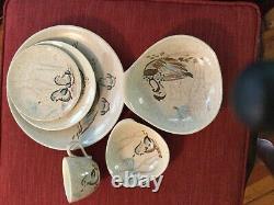 6 piece place setting Bob White pottery by Red Wing Vintage Mid-Century Modern