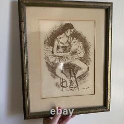 Art Lithograph by Moses Soyer Seated Ballerina VTG Mid Century Modern withCOA