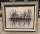 Efriam Modzelevich Mid Century Modern Abstract Oil Painting Vtg Signed Cityscape