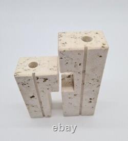 Fratelli Manelli Travertine Candle Holder Candle Stand Mid Century Vintage Design