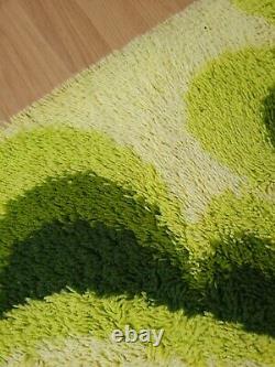 Large runner rug dralon wool green vintage Mid Century 60s 70s