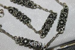 Mid Century Modern Vintage BRUTALIST Pewter Link Chain Necklace 21.5