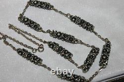 Mid Century Modern Vintage BRUTALIST Pewter Link Chain Necklace 21.5