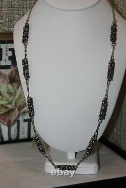 Mid Century Modern Vintage BRUTALIST Pewter Link Chain Necklace 21.5