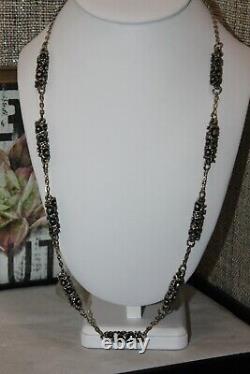 Mid Century Modern Vintage BRUTALIST Pewter Link Chain Necklace 21.5