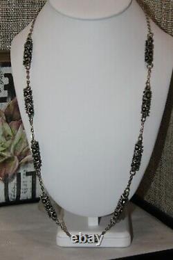 Mid Century Modern Vintage BRUTALIST Pewter Link Chain Necklace 21.5