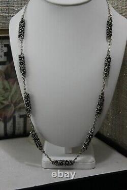 Mid Century Modern Vintage BRUTALIST Pewter Link Chain Necklace 21.5