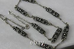 Mid Century Modern Vintage BRUTALIST Pewter Link Chain Necklace 21.5