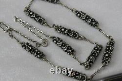 Mid Century Modern Vintage BRUTALIST Pewter Link Chain Necklace 21.5