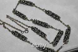 Mid Century Modern Vintage BRUTALIST Pewter Link Chain Necklace 21.5