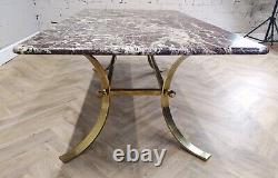 Mid-Century Retro Vintage Danish Marble Topped Brass Coffee Table 1970s