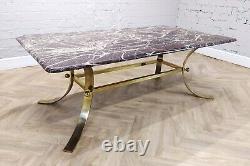 Mid-Century Retro Vintage Danish Marble Topped Brass Coffee Table 1970s