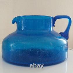 Mid-Century, Scandinavian, 60's Blue Glass Carafe Mug RARE NOS Vintage