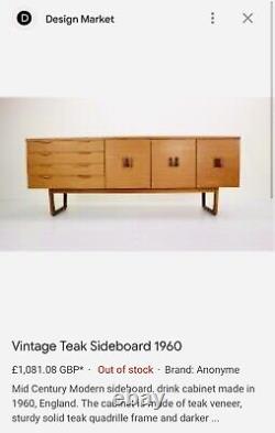 Mid Century Sideboard Europa Teak Danish Vintage Retro Cabinet Long John GPlan