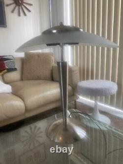 Mid century modern Table lamp chrome frosted glass Vintage Retro