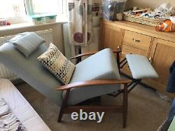 Mid century quality 1950s danish style vintage reclining arm chair
