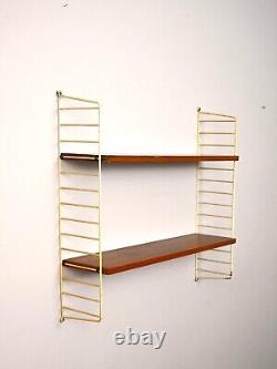 MidCentury Swedish Racking with Two Shelves, Vintage Scandinavian Design, 60s