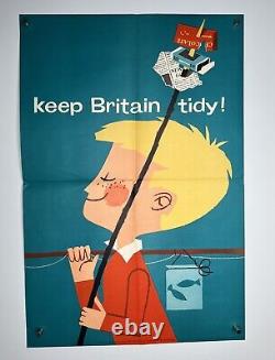 ORIGINAL Mid-Century British Propaganda Poster KEEP BRITAIN TIDY Vintage