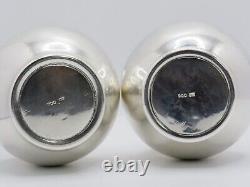 Pair Vintage Mid 20th Century Indonesian Yogya Solid 900 SilverVases Marked