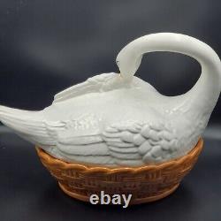 Rare Vtg Mid Century Italian Ceramic Swan Lidded Dish. Large 16L