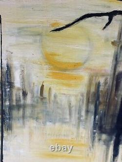 Scandi Sunset Abstract Art Mid Century Modernist Gold Sweden MCM Vtg Folk OOAK