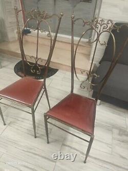 Set of 2 Vintage Mid-Century Brass Furniture Room Chairs Mint
