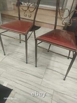 Set of 2 Vintage Mid-Century Brass Furniture Room Chairs Mint