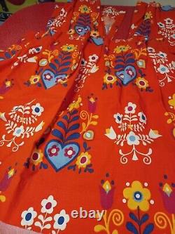 True Vtg Mid-century 1960s 70s 6 FLOWER POWER Curtain Panels Set Camper MCM MOD