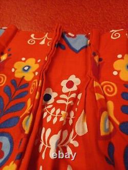 True Vtg Mid-century 1960s 70s 6 FLOWER POWER Curtain Panels Set Camper MCM MOD