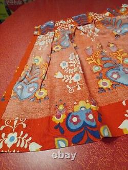 True Vtg Mid-century 1960s 70s 6 FLOWER POWER Curtain Panels Set Camper MCM MOD