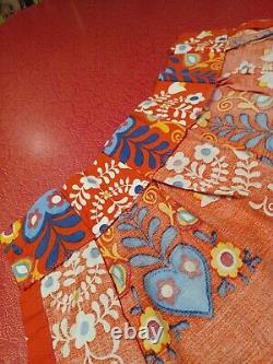 True Vtg Mid-century 1960s 70s 6 FLOWER POWER Curtain Panels Set Camper MCM MOD