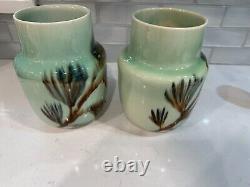 Two Vintage Mid Century Vontury Pine Cone Vases