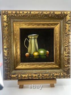 VTG Black Velvet Still Life 1969 Mid Century Mini Painting Signed Large 60s MCM