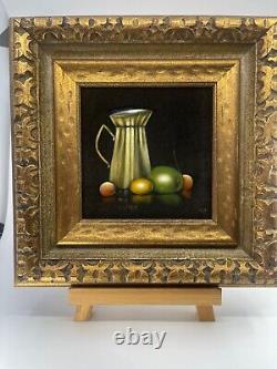 VTG Black Velvet Still Life 1969 Mid Century Mini Painting Signed Large 60s MCM