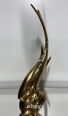 VTG. MID CENTURY Brass Fish SCULPTURE STATUE MODERN DECOR ART