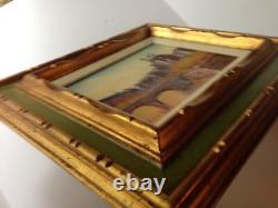 VTG MID Century Artist signed Oil Painting Paris European Street Scene Frame