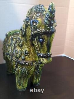 VTG Mid-Century Green And Blue Trojan Horse Unicorn Napcoware Figurine