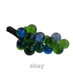 VTG Mid Century Lucite Acrylic Grape Cluster Green Blue Driftwood Stem 12 READ