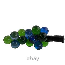 VTG Mid Century Lucite Acrylic Grape Cluster Green Blue Driftwood Stem 12 READ