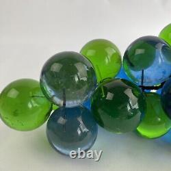 VTG Mid Century Lucite Acrylic Grape Cluster Green Blue Driftwood Stem 12 READ